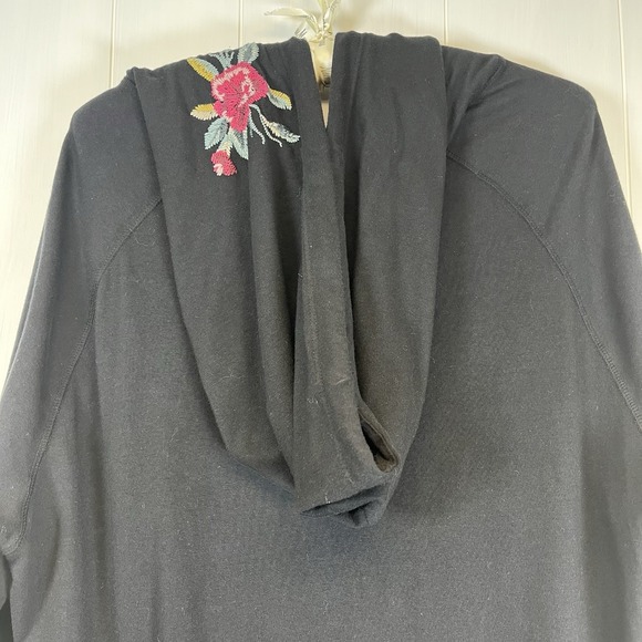 Johnny Was Black Hoodie with Pink Floral Design - Picture 9 of 13